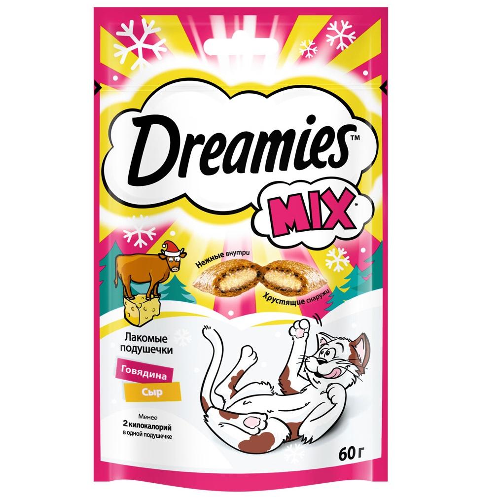 Dreamies Лакомство Подушечки новогодние с говядиной и сыром (60 гр.) для кошек