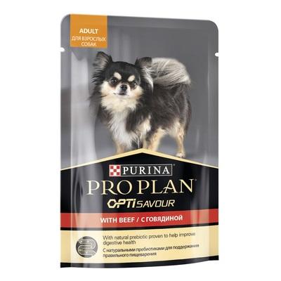 ProPlan OptiSavour Adult влажный корм для собак мелких пород, c говядиной в соусе, 100г