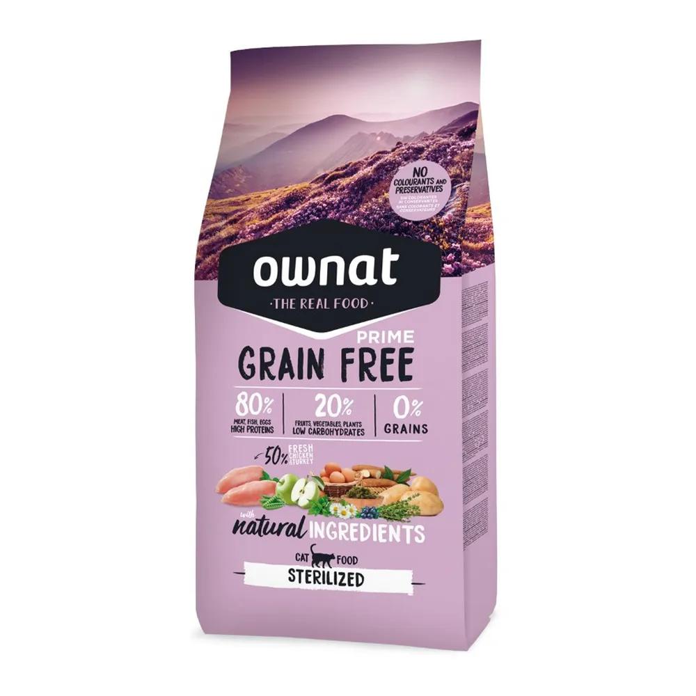 Ownat Adult Sterilized Grain Free Prime Сухой корм для стерилизованных кошек, с курицей и индейкой, 1 кг