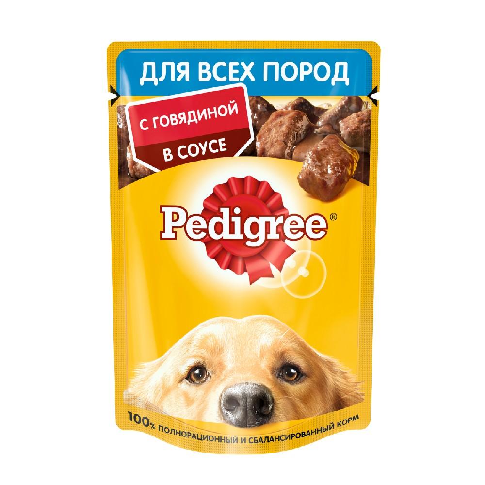 Pedigree Влажный корм (пауч) для взрослых собак всех пород, с говядиной в соусе, 85 гр.