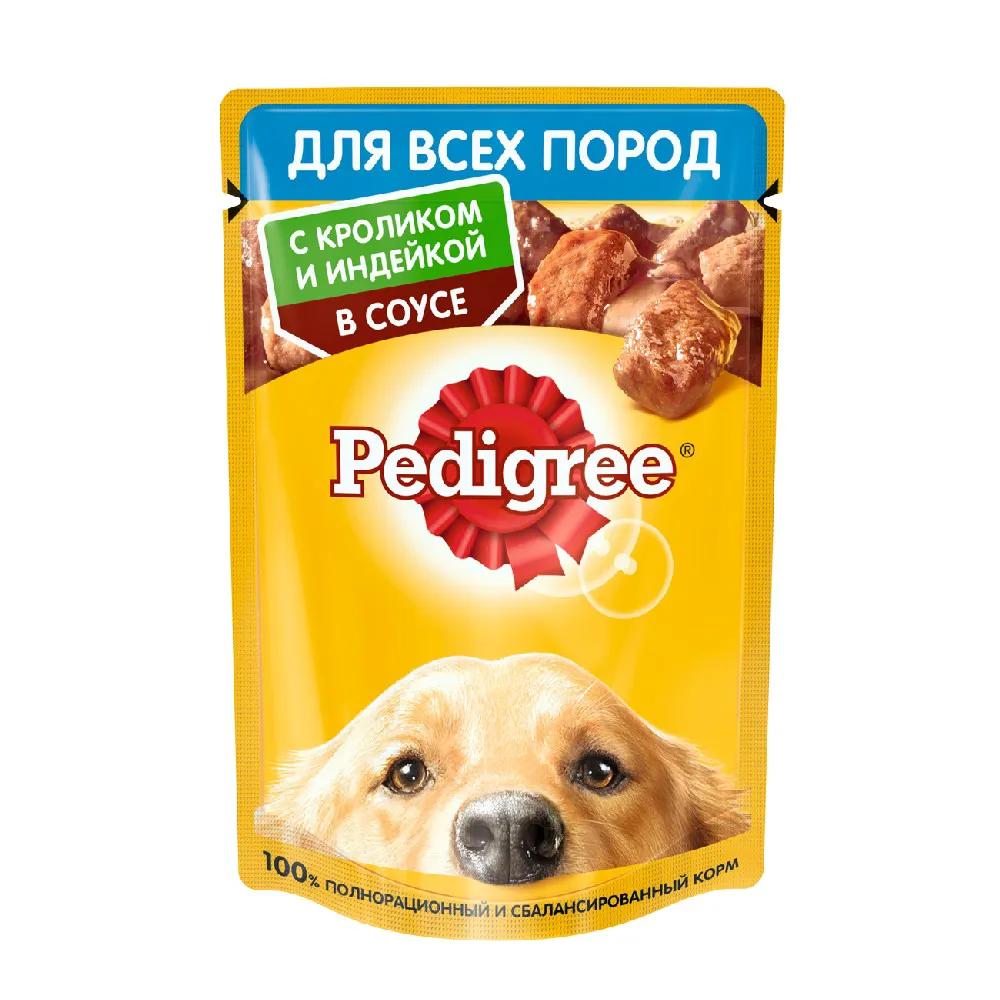 Pedigree Влажный корм (пауч) для взрослых собак всех пород, с кроликом и индейкой в соусе, 85 гр.