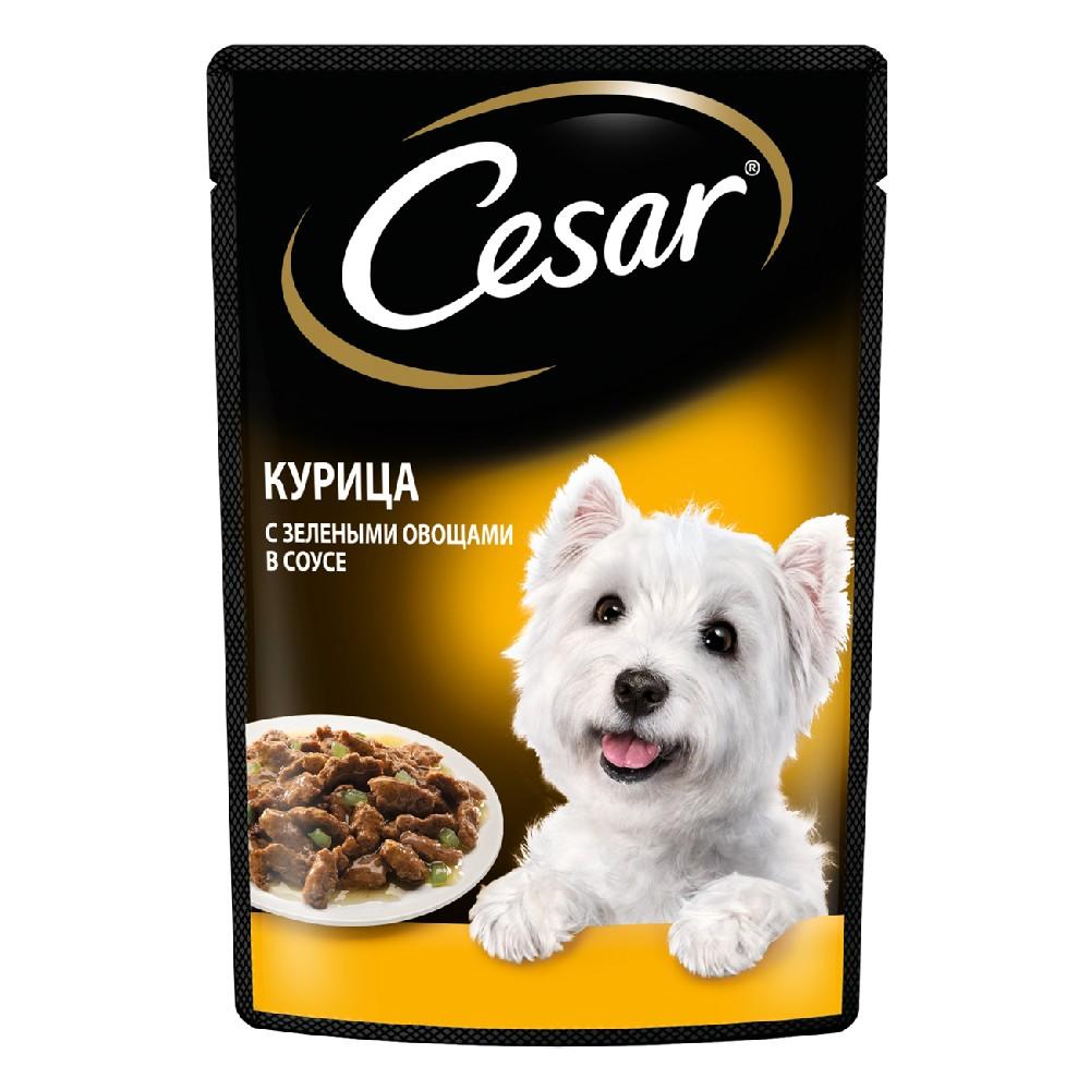 Cesar Влажный корм (пауч) для собак, курица с зелеными овощами, 85 гр.