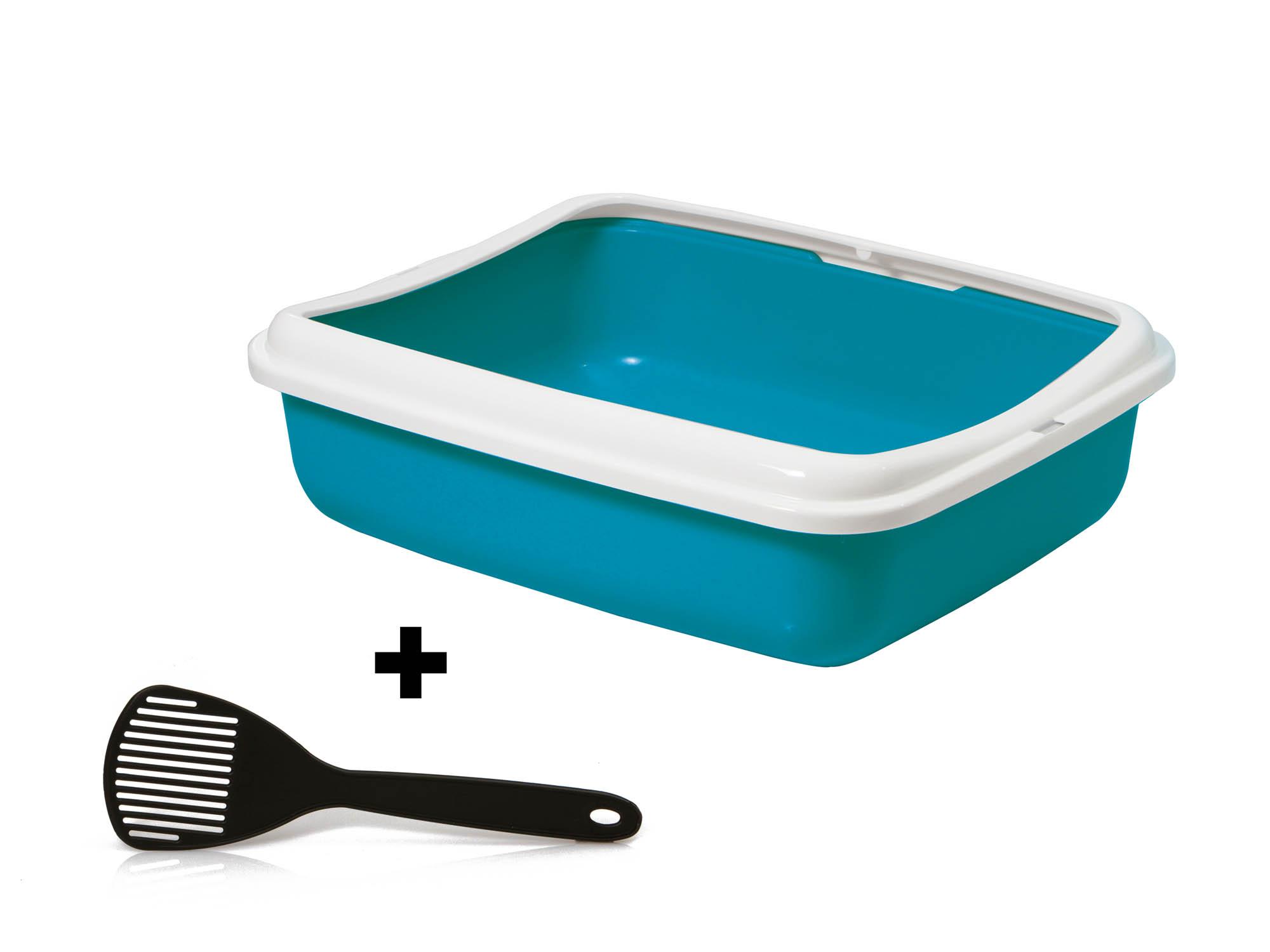 Georplast Туалет с бортиком и совком для кошек, 50х40х14,5см, синий