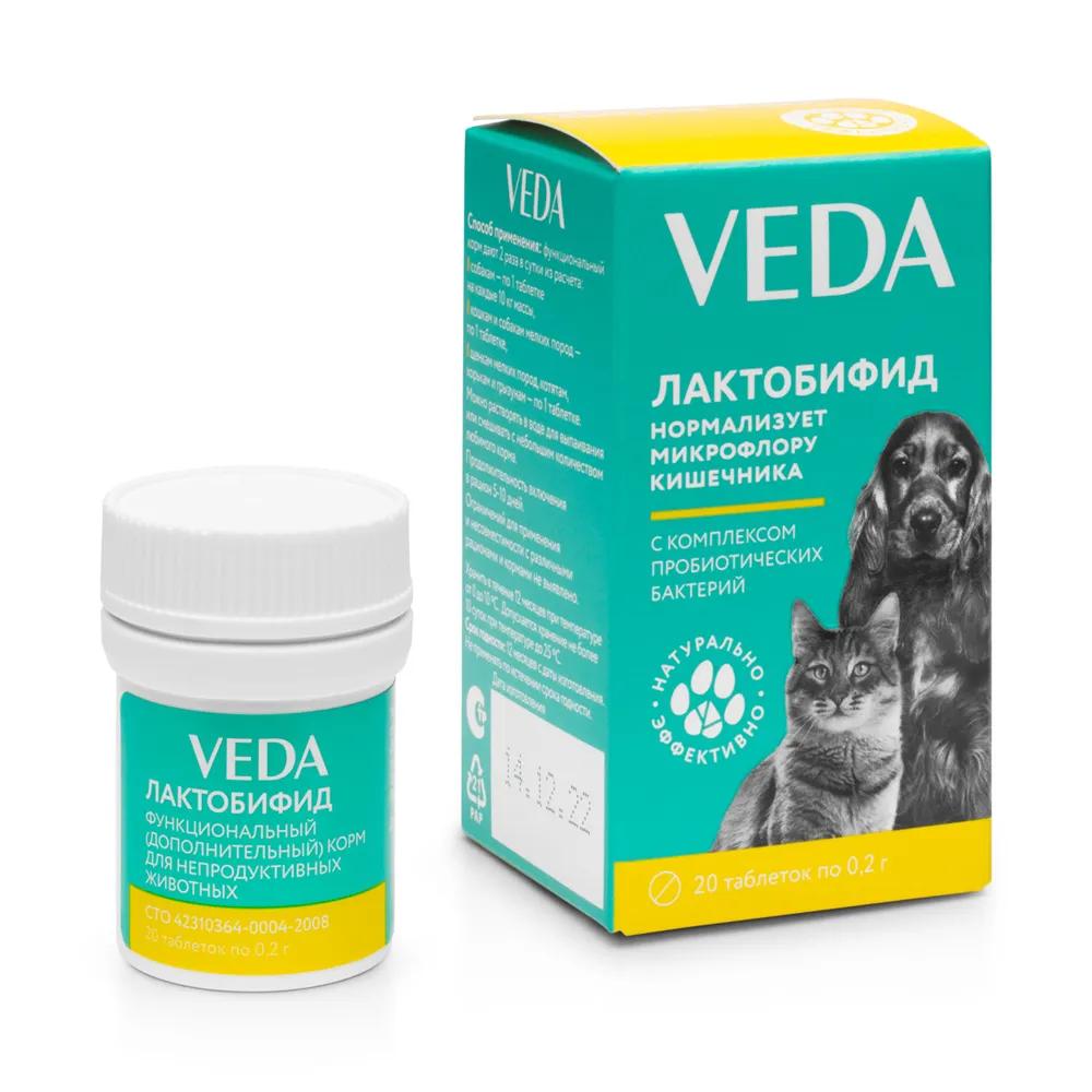 Veda Veda Лактобифид Пробиотик для кошек, собак и других домашних животных, 20 таблеток