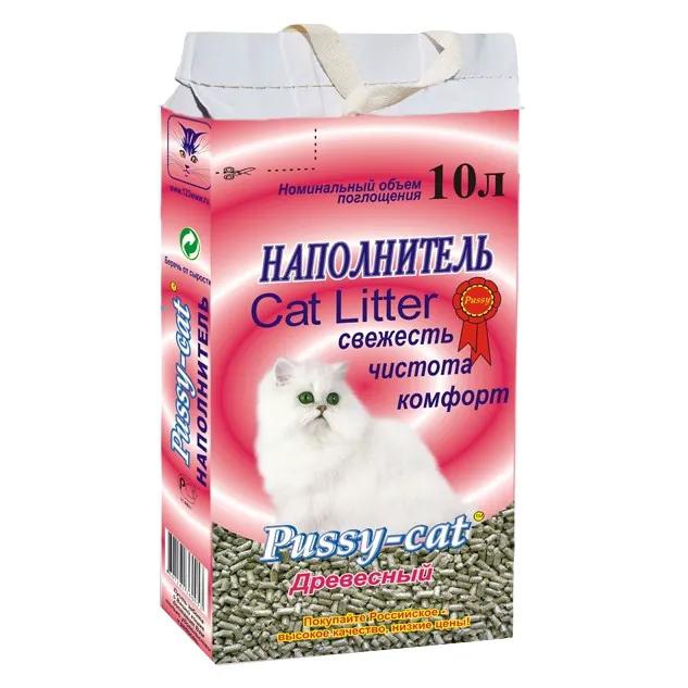 Pussy cat Наполнитель древесный впитывающий для кошачьего туалета, 10 л (5 кг)