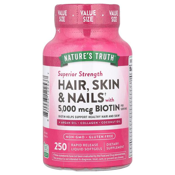 Hair, Skin & Nails With Biotin, 250 Rapid Release Liquid Softgels (Жидкие мягкие капсулы)