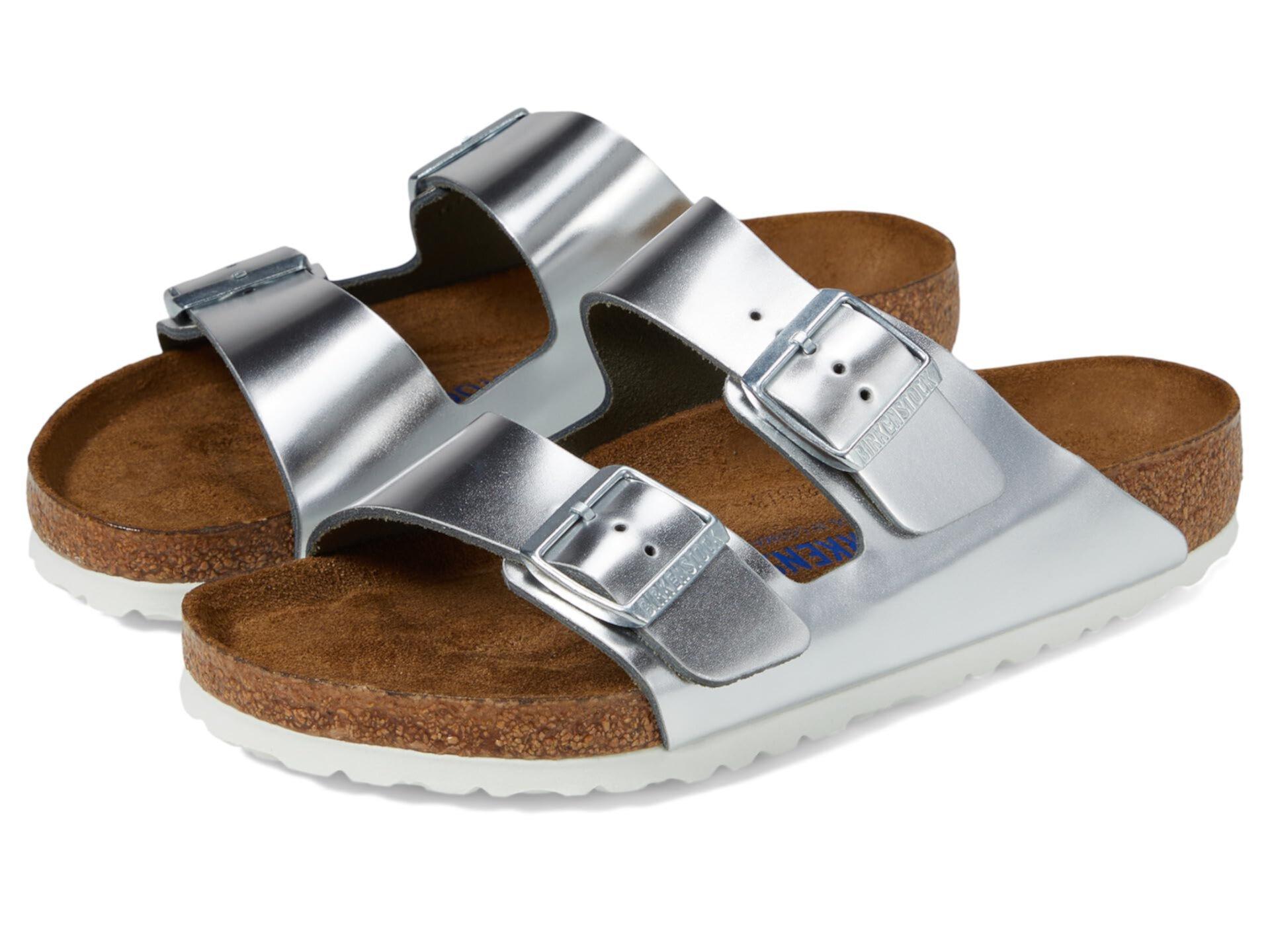 Женские Сандалии на плоской подошве Birkenstock Arizona Soft Footbed - Metallic Leather