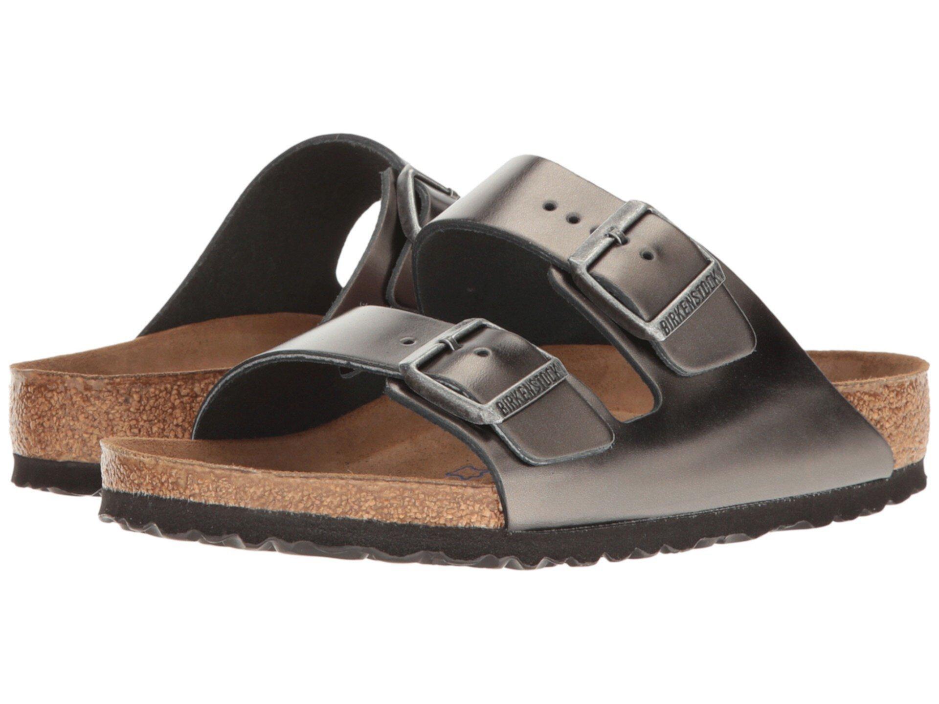 Женские Сандалии на плоской подошве Birkenstock Arizona Soft Footbed - Metallic Leather