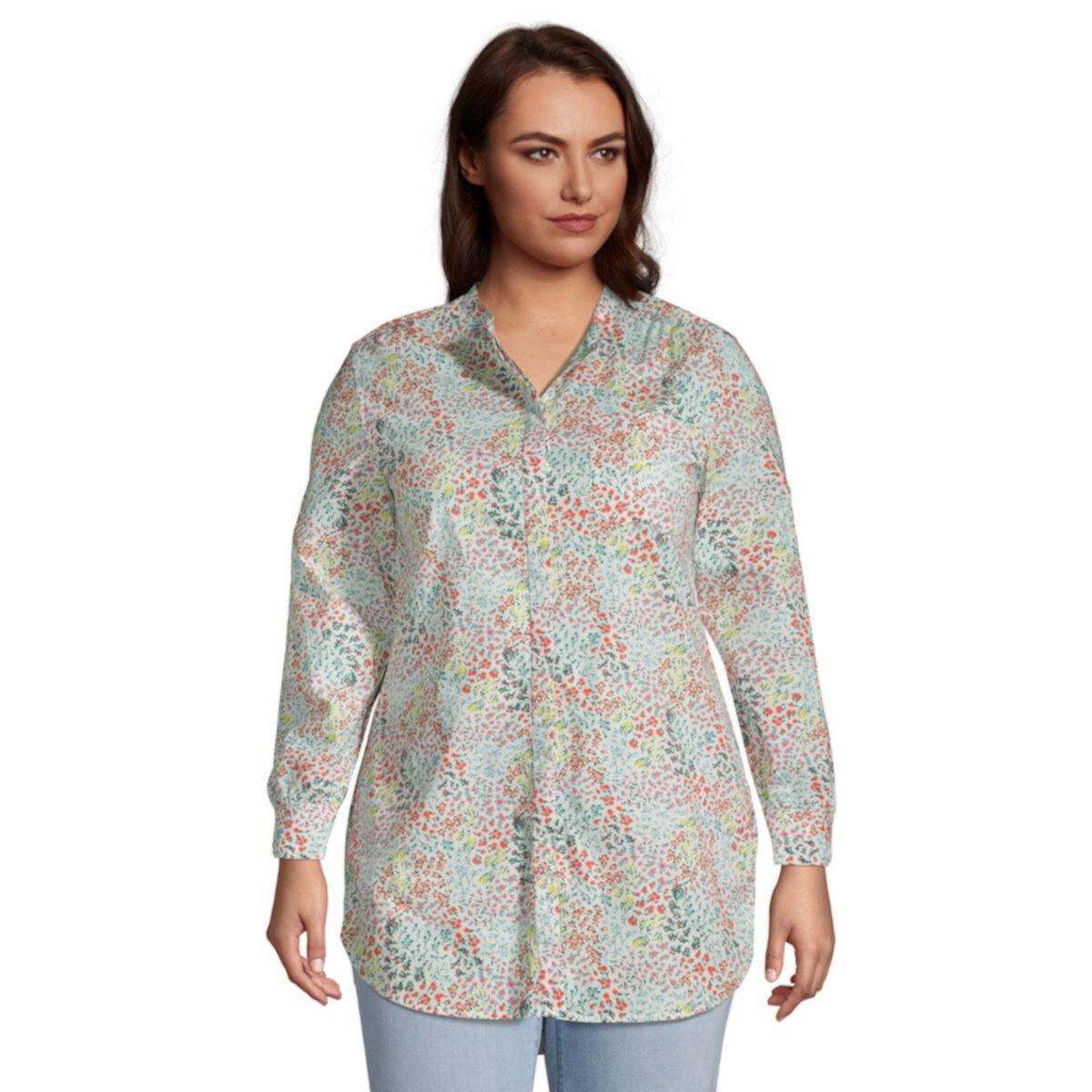 Женская Блузка Lands' End A-Line Tunic Button-Down