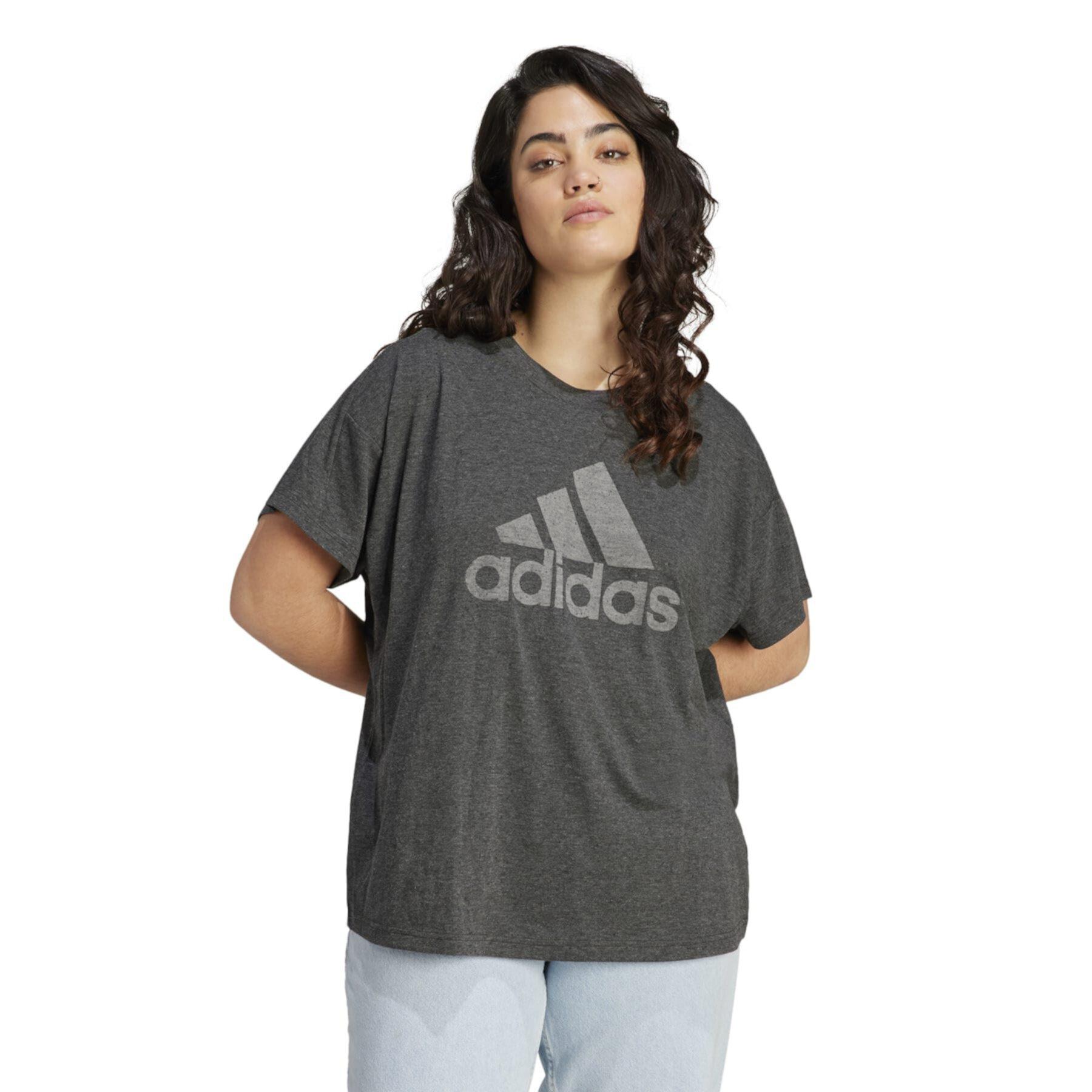 Мягкая и легкая футболка Plus Size Adidas Winners 3.0 из переработанных материалов