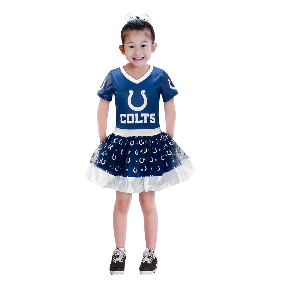 Детское Платье Tutu Tailgate Game Day V-образный Вырез Indianapolis Colts Для Девочек