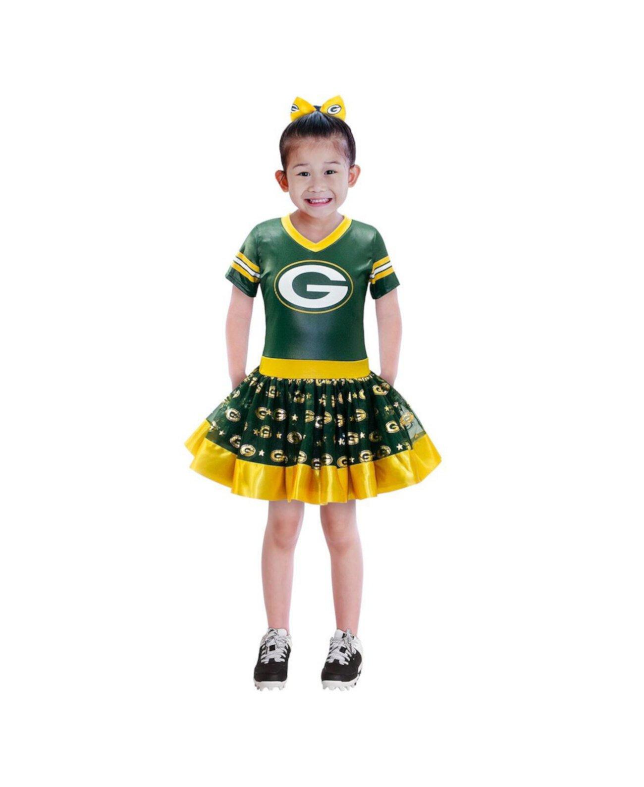 Детский карнавальный костюм Jerry Leigh Для девочек Зеленый Green Bay Packers Tutu Tailgate Game Day V-образный вырез