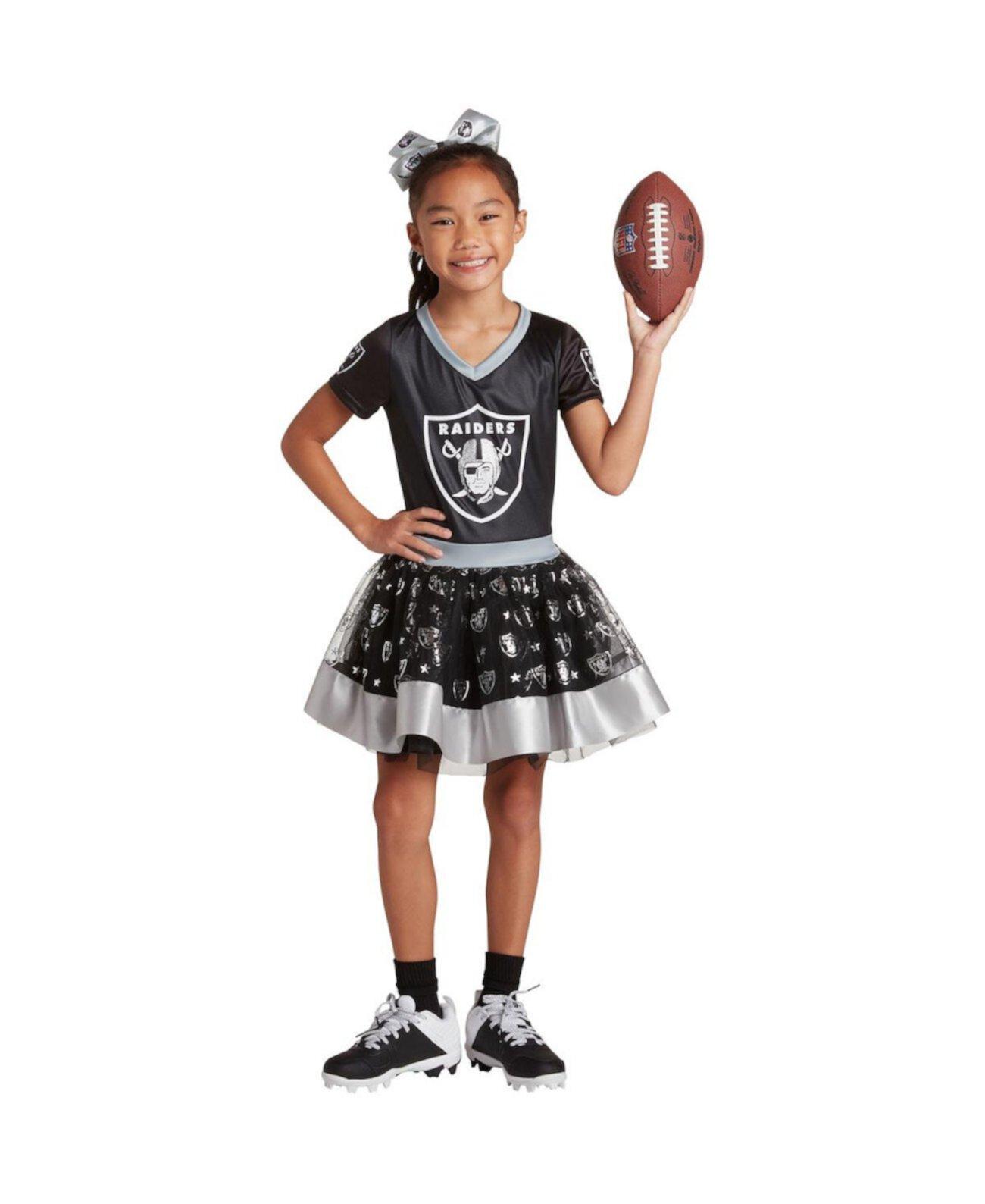 Детский карнавальный костюм Jerry Leigh для девочек Black Las Vegas Raiders Tutu Tailgate Game Day V-Neck