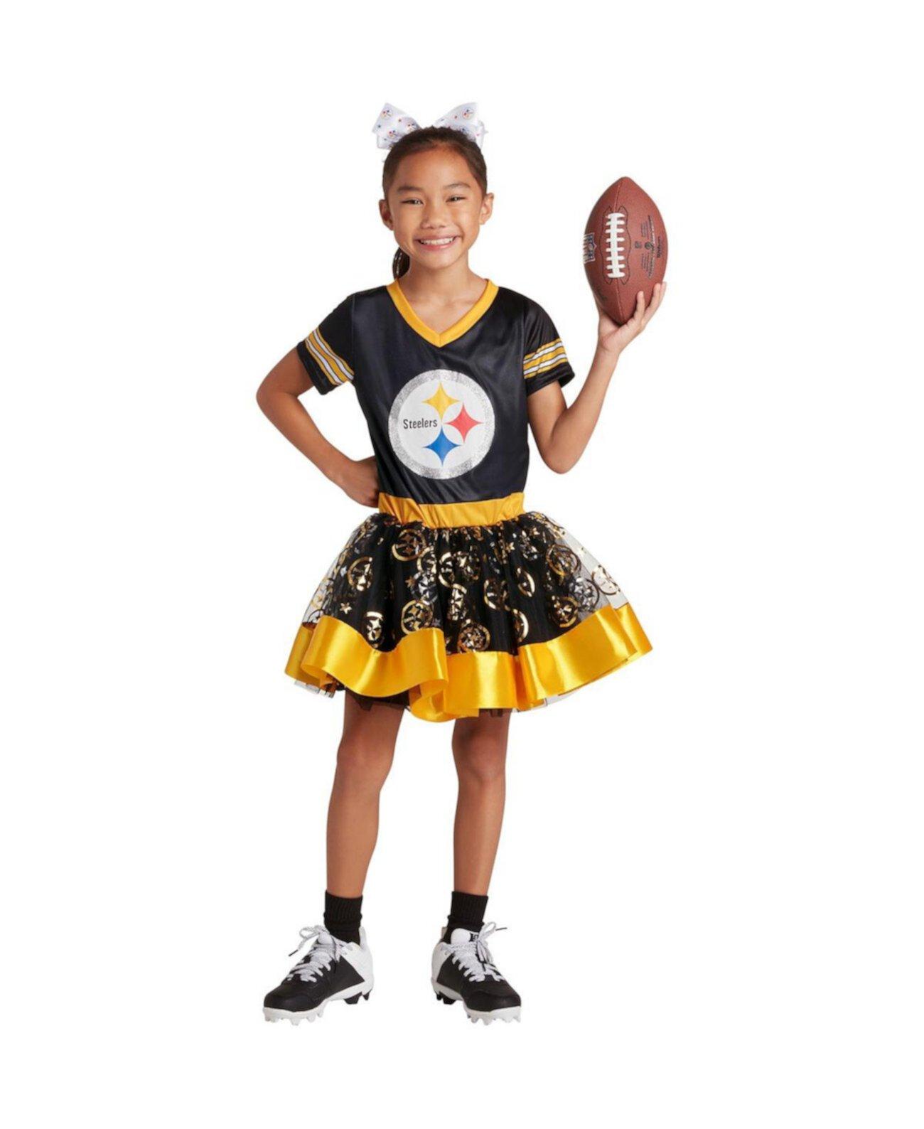 Детский карнавальный костюм Jerry Leigh для девочек Big Girls Чёрный Pittsburgh Steelers Tutu Tailgate Game Day V-образный вырез