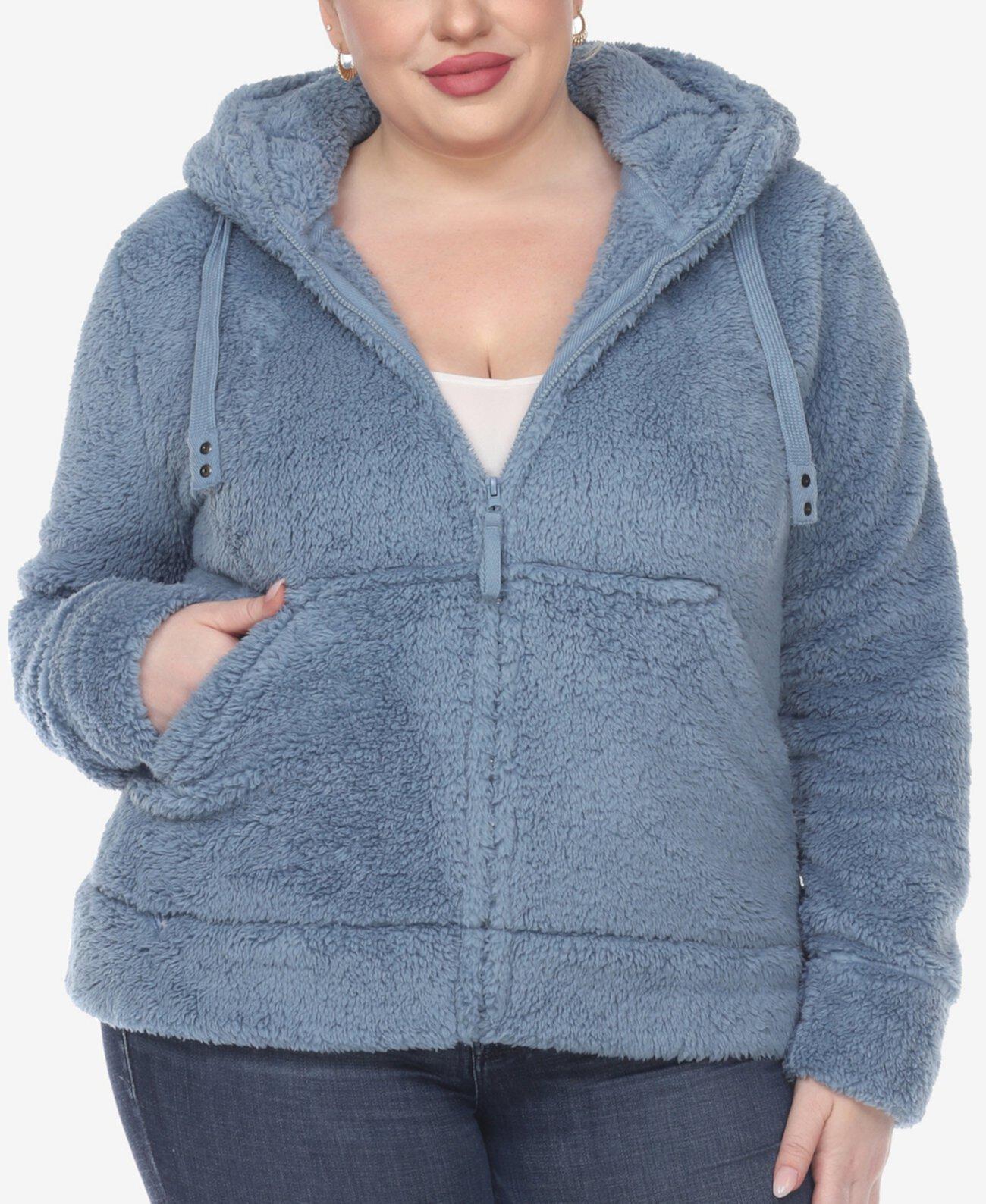 Женская Пуховая жилетка White Mark Plus Size Hooded Sherpa