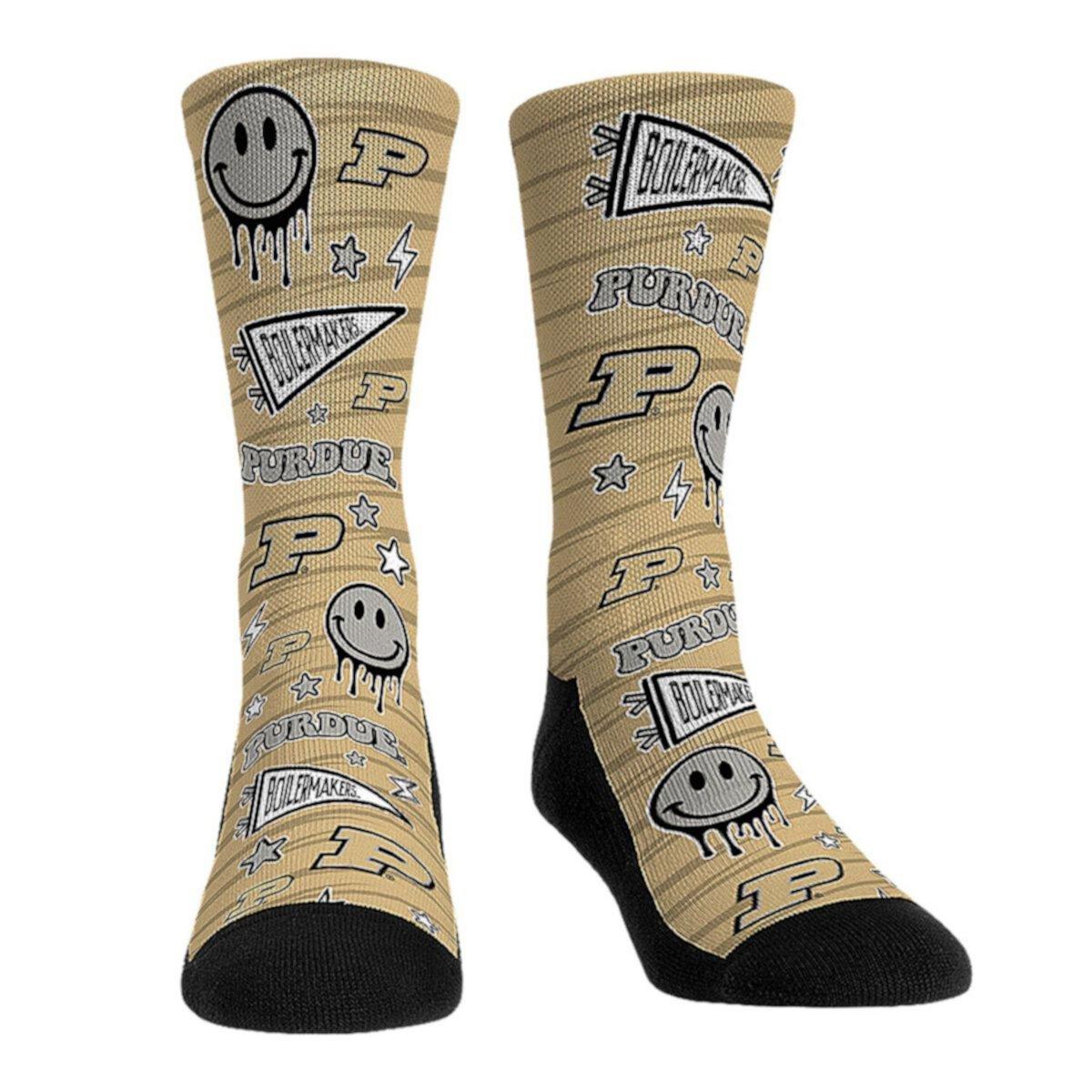 Молодежные носки Crew Rock Em Socks с улыбающимися наклейками Purdue Boilermakers, удобные