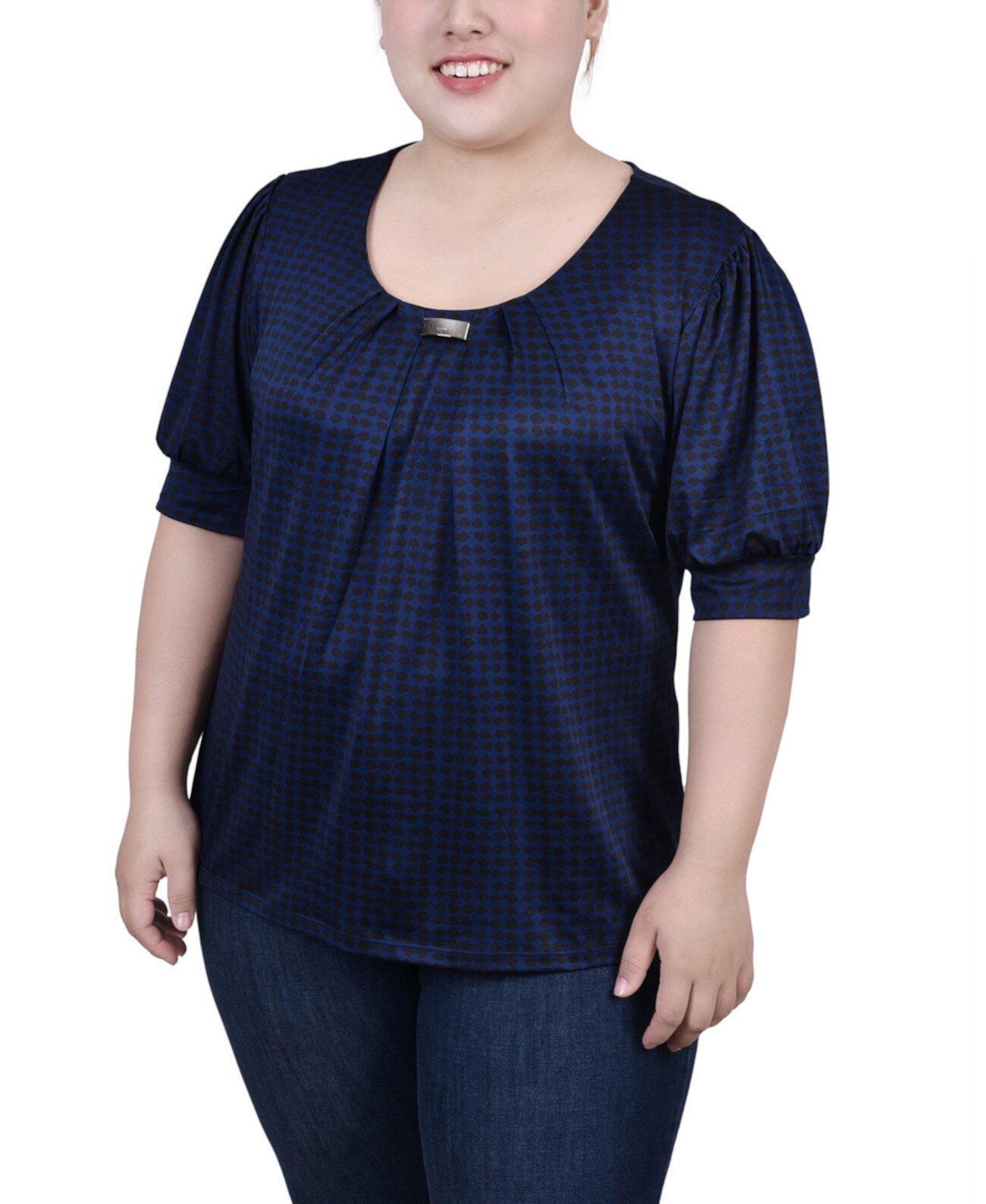 Женская Блузка NY Collection Plus Size Short Sleeve Balloon Sleeve Top