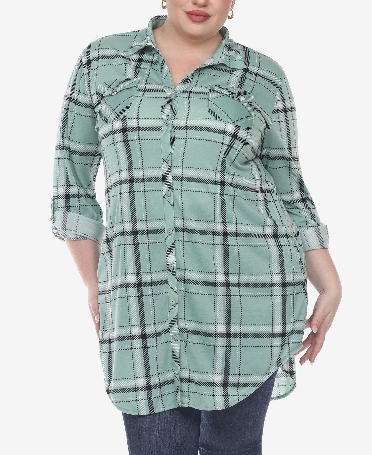 Женская Блузка White Mark Plus Size Plaid Tunic Top