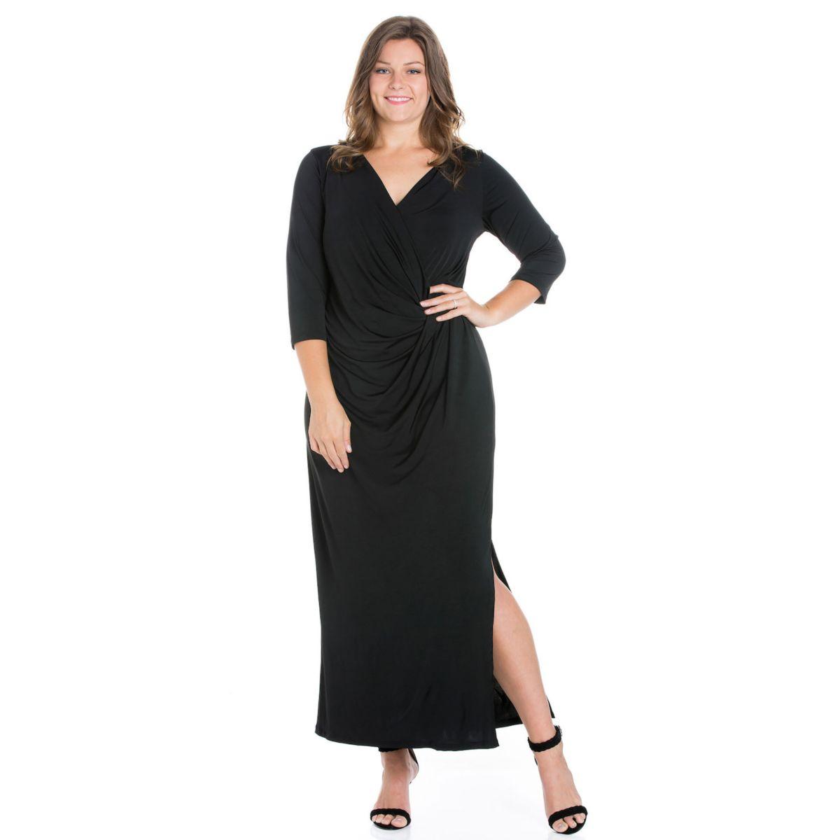 Женское Платье 24Seven Comfort Fitted V-Neck Side Slit Maxi Dress