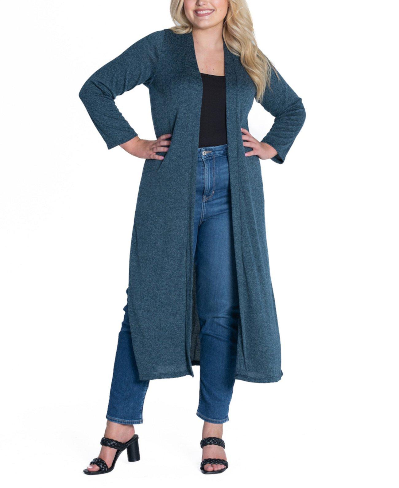 Женский Кардиган 24Seven Comfort Plus Size Long Duster Open Front Knit