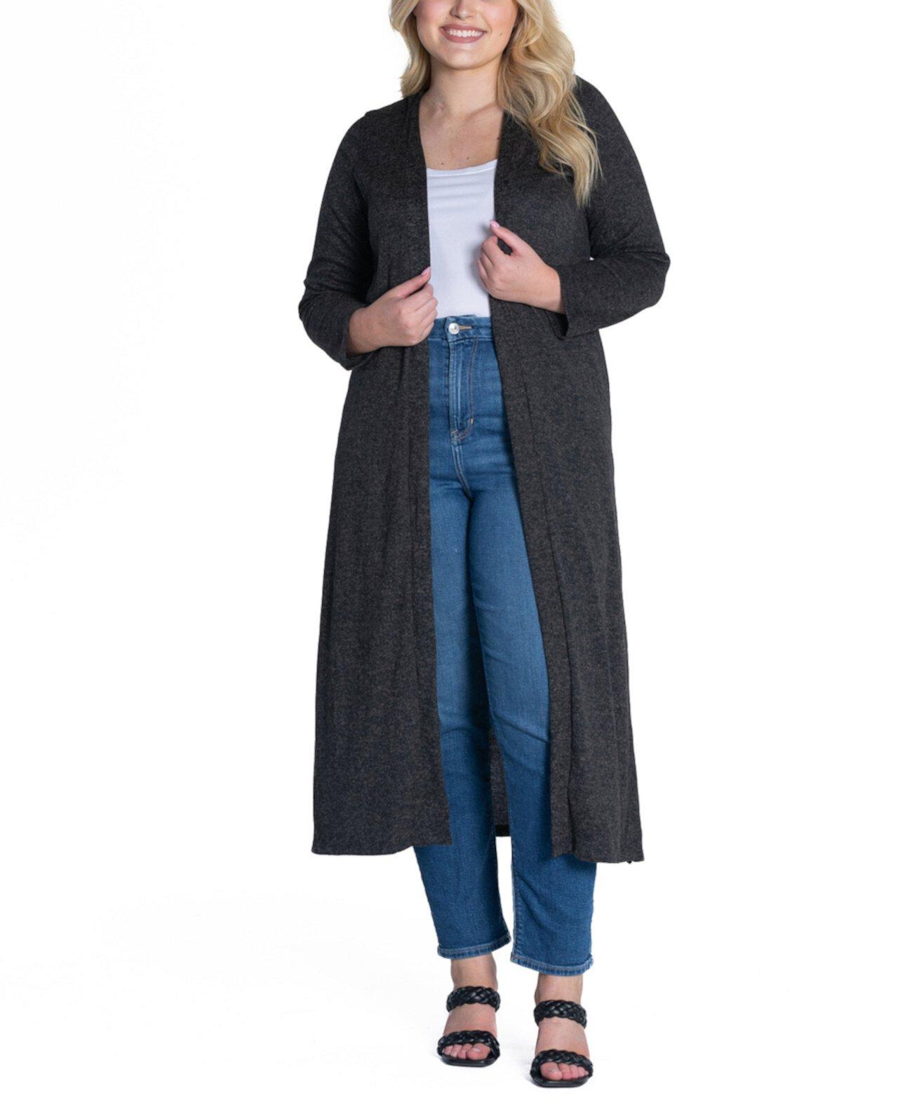 Женский Кардиган 24Seven Comfort Plus Size Long Duster Open Front Knit