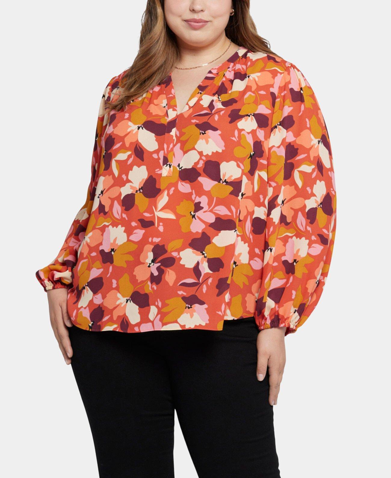 Женская Блузка NYDJ Plus Size Puff Long Sleeve Popover