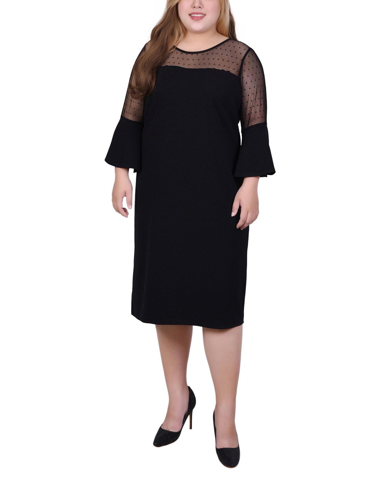 Женское Платье NY Collection Plus Size Illusion Neck Scuba