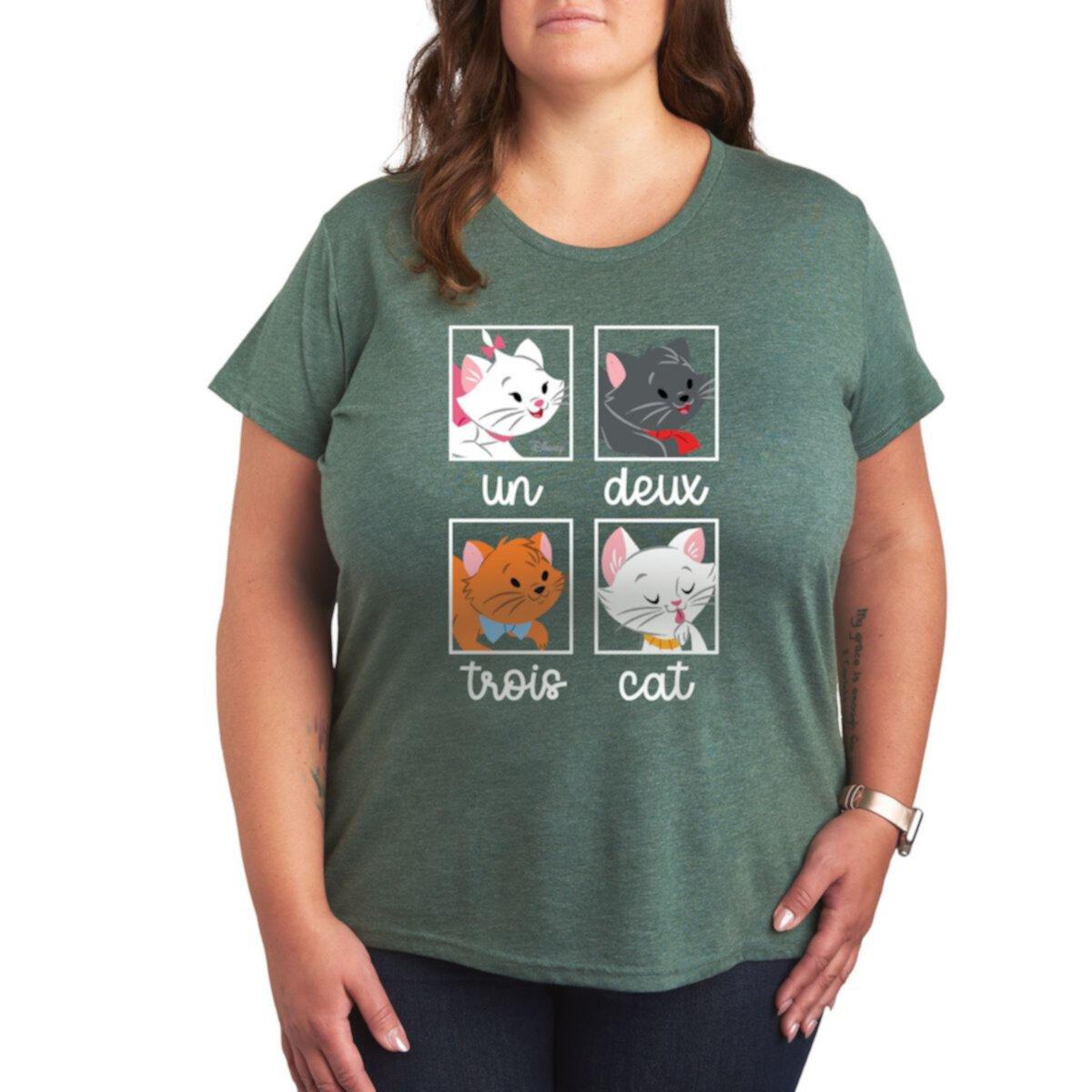 Футболка Disney The Aristocats Plus Size с графикой кота, короткий рукав