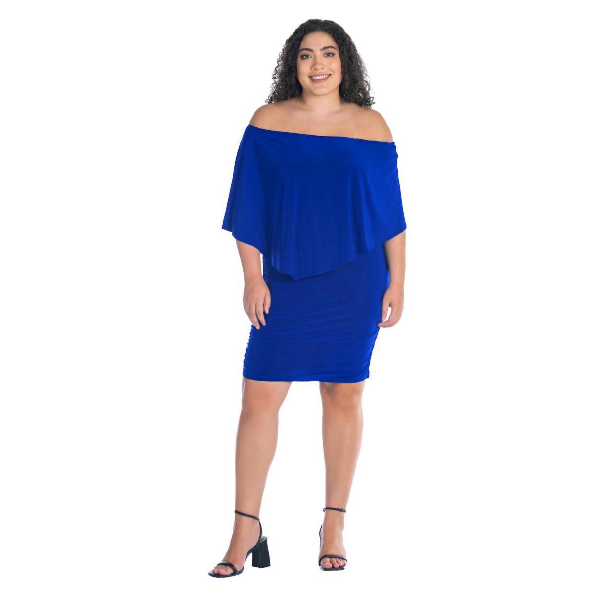 Платье Mini Bodycon Plus Size 24Seven Comfort с рюшами и открытыми плечами