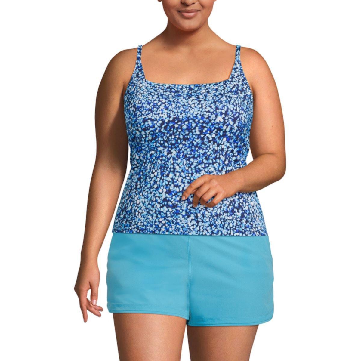 Т tankini для купания Plus Size Lands' End с квадратным вырезом и устойчивостью к хлору