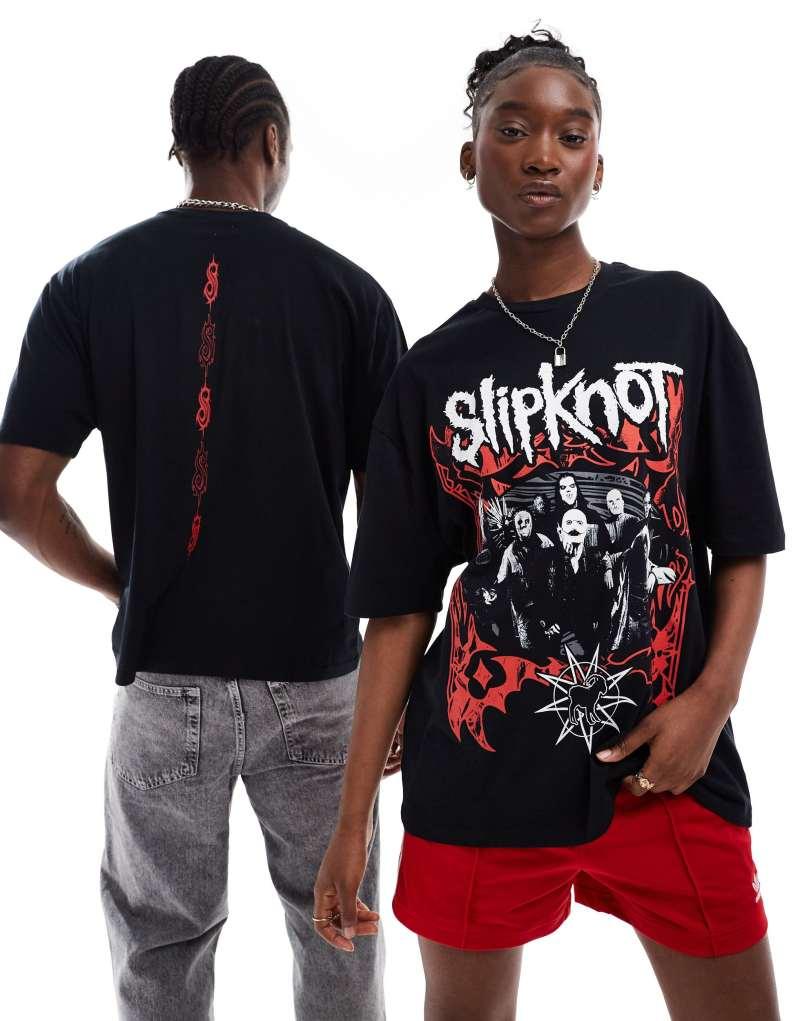 Unisex черная oversize футболка с графическим принтом Slipknot от ASOS DESIGN