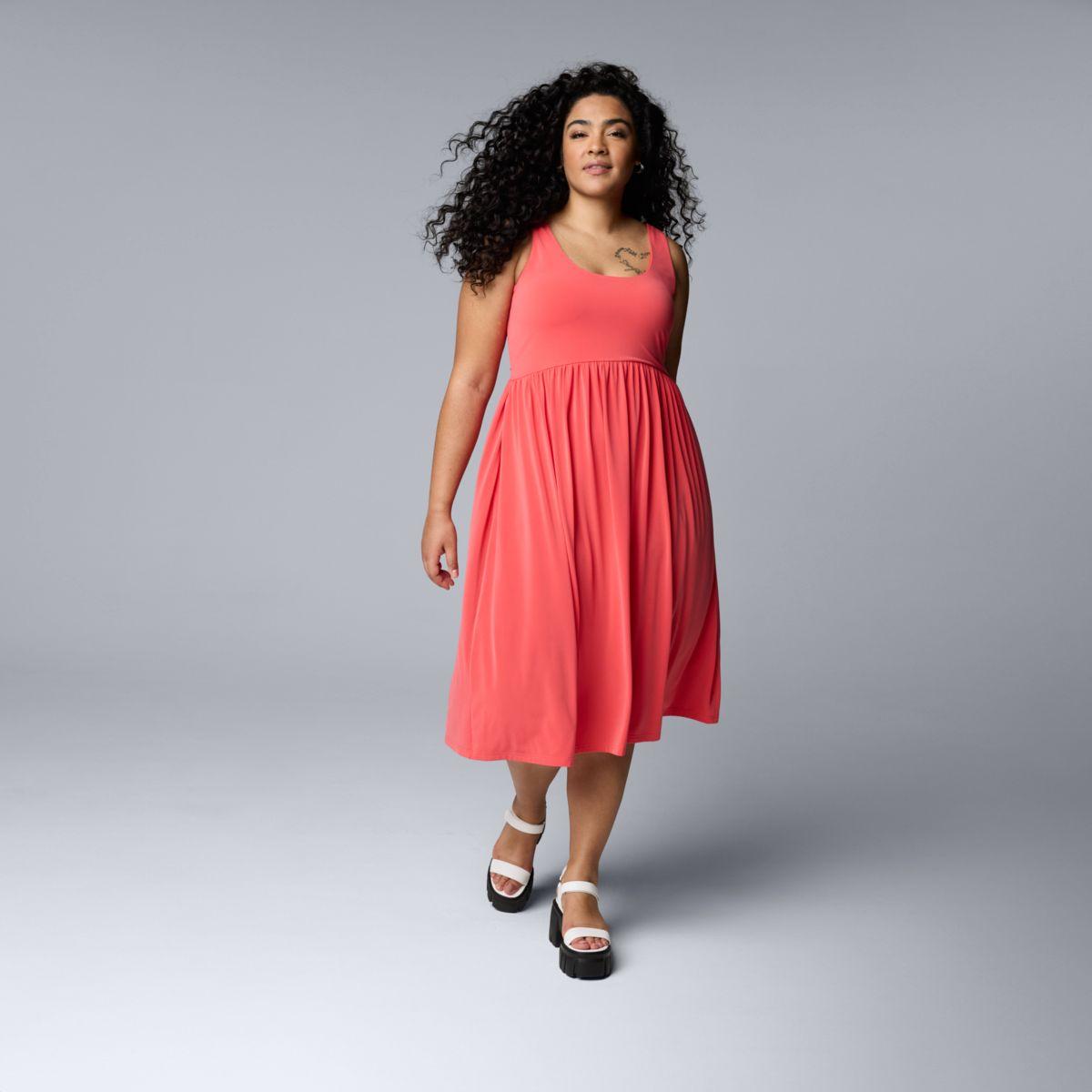 Платье миди без рукавов Plus Size Simply Vera Vera Wang с округлым вырезом