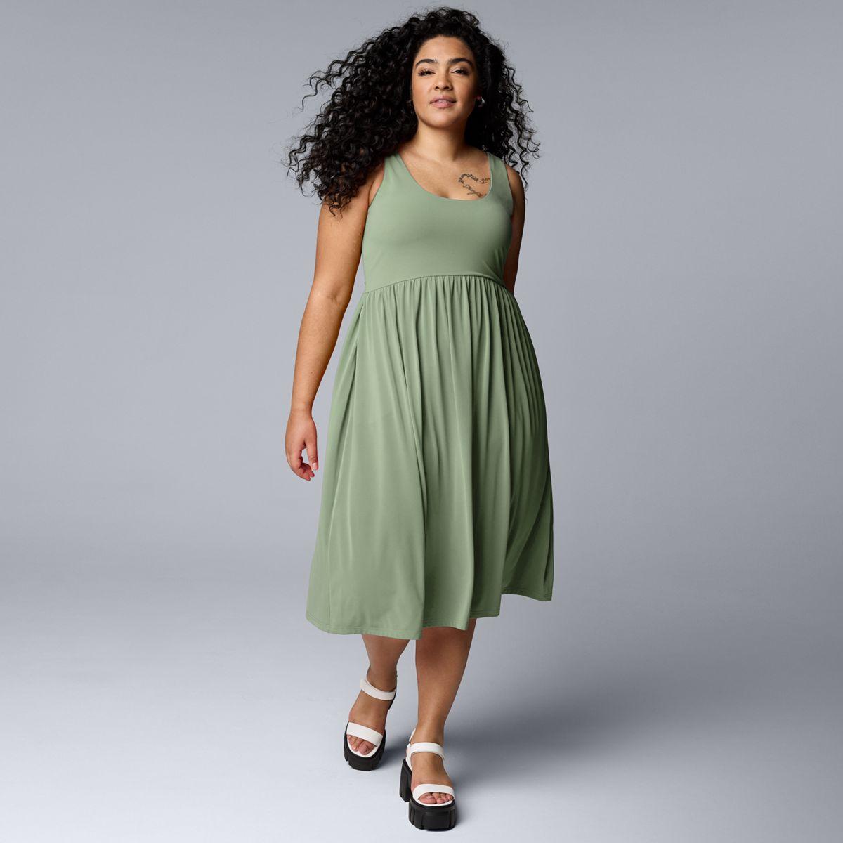 Платье миди без рукавов Plus Size Simply Vera Vera Wang с округлым вырезом