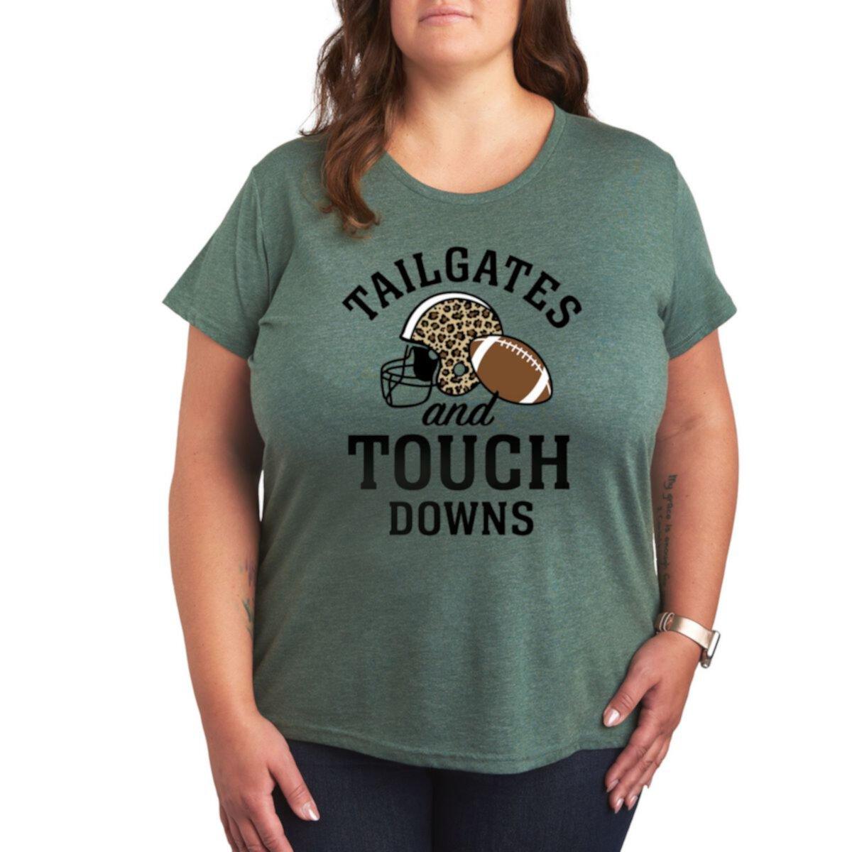 Футболка Plus Size с графикой Tailgates Touchdowns и коротким рукавом