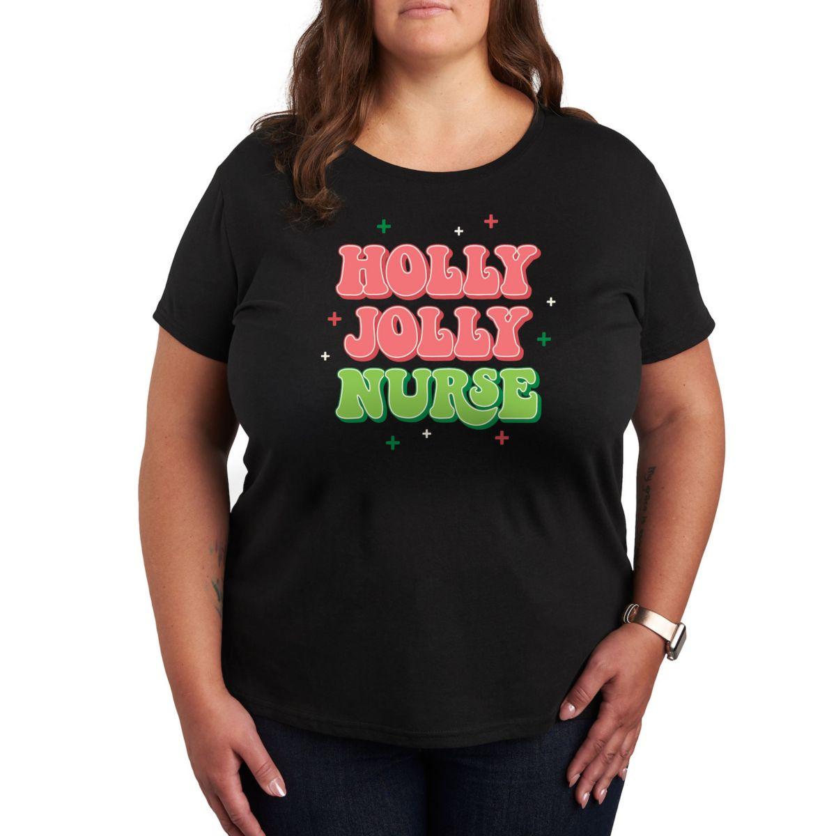 Женская Футболка Licensed Character Holly Jolly Nurse Holiday Graphic Tee