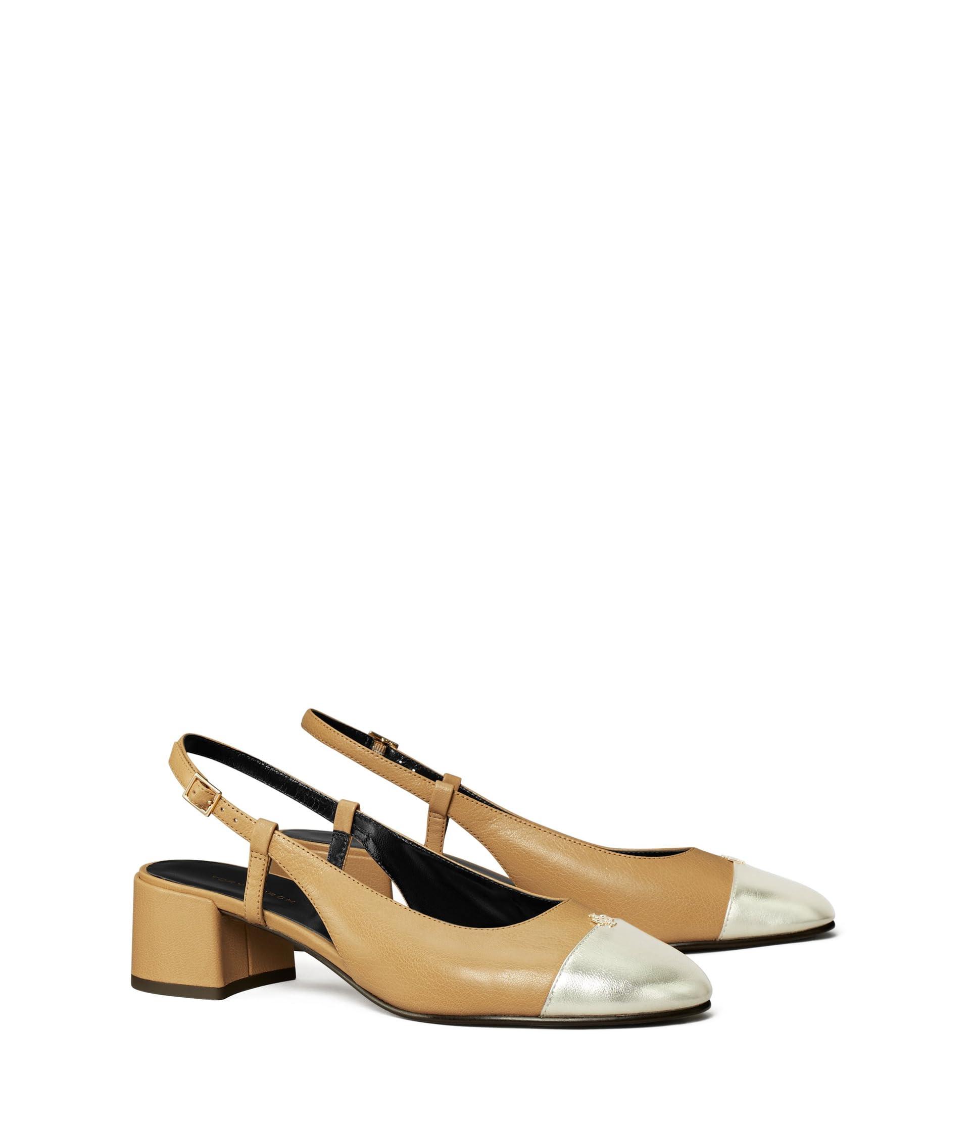 Туфли Tory Burch Cap-Toe Slingback 45mm с замшевой кожей и устойчивым каблуком