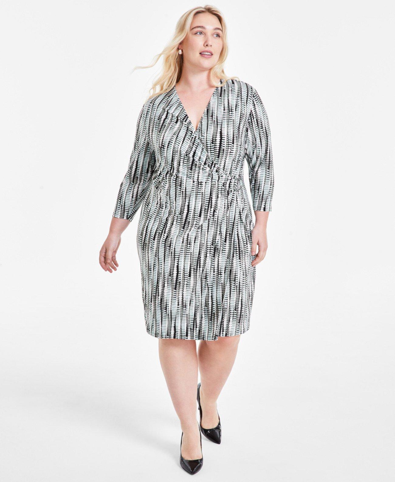 Платье Plus Size от Kasper, обтягивающего кроя, с V-образным вырезом и рукавами 3/4