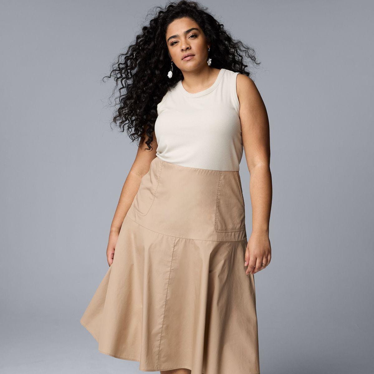 Платье-майка Plus Size Simply Vera Vera Wang с сеточными вставками, A-Line, миди