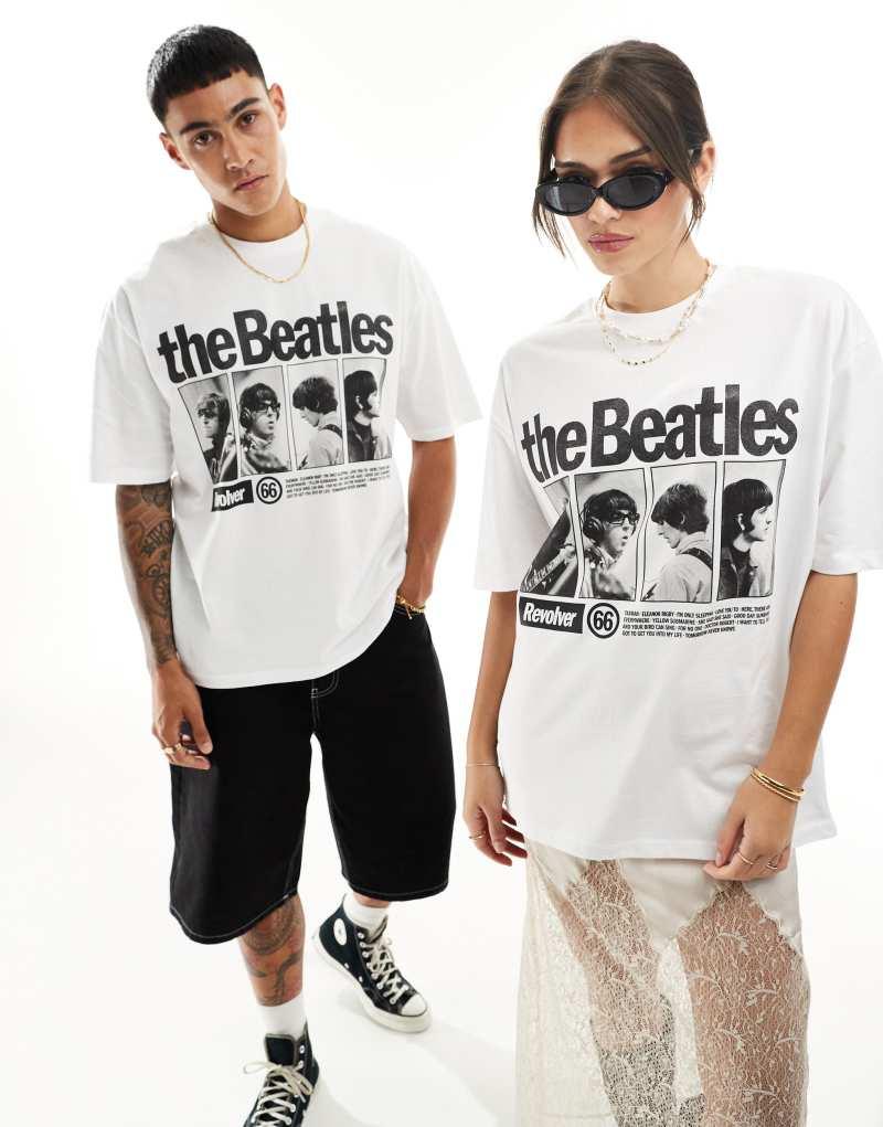 Унисекс футболка оверсайз с принтом The Beatles от ASOS DESIGN, белая