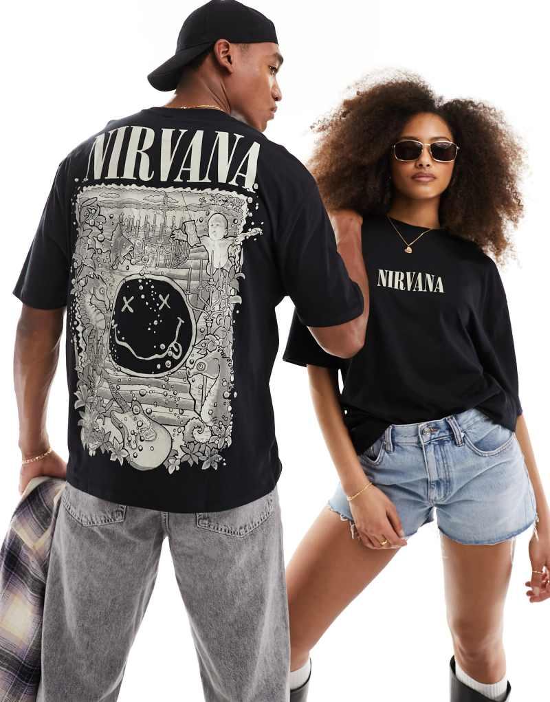 Унисекс футболка ASOS DESIGN с принтом Nirvana, оверсайз, черная