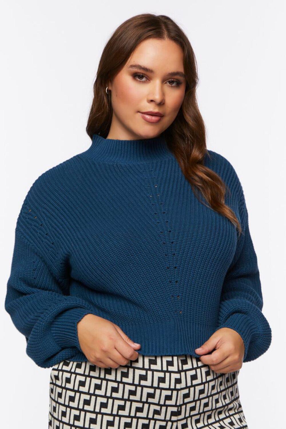 Plus Size Ribbed Mock Neck Sweater