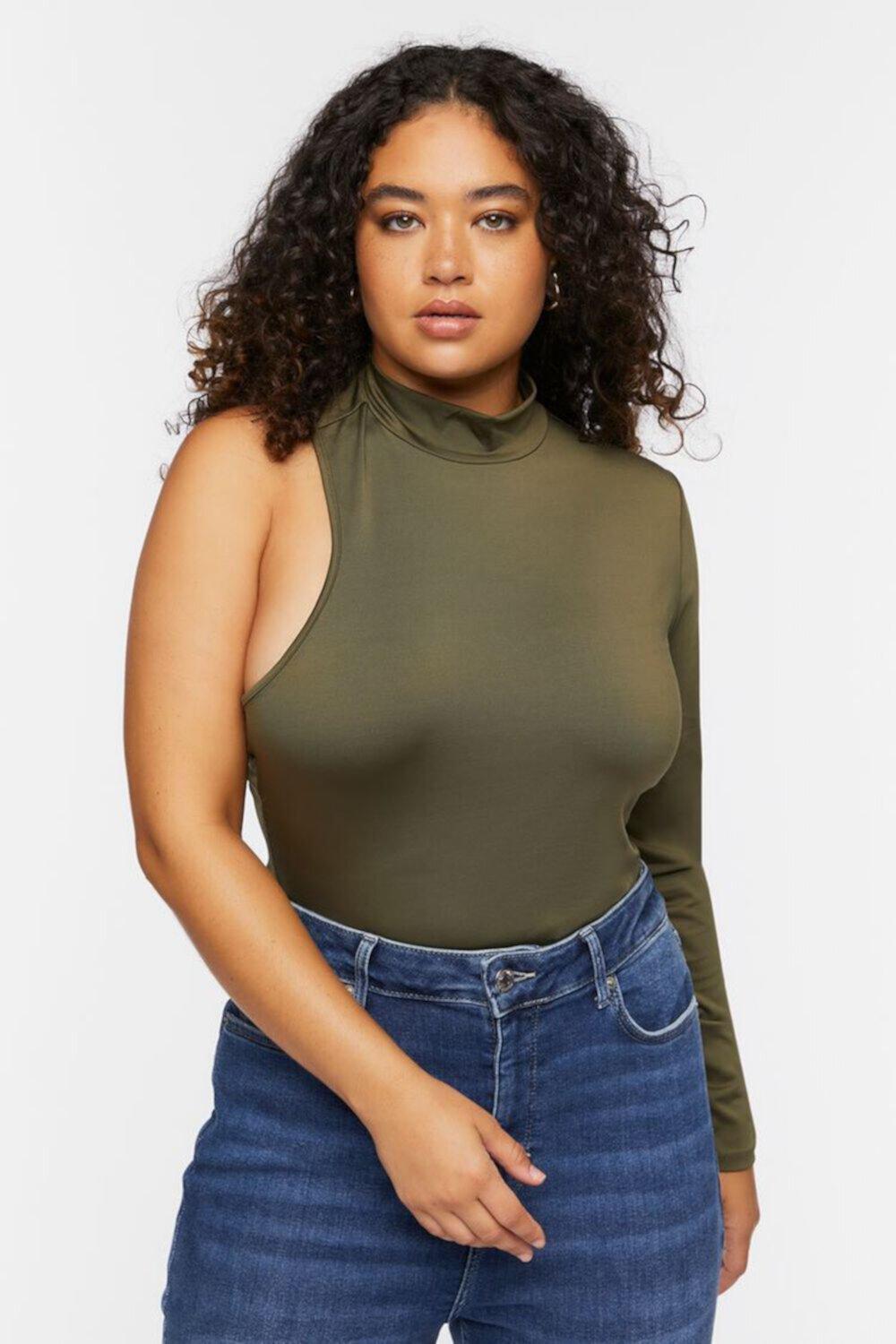 Топ с вырезом на одно плечо Plus Size от FOREVER21 с облегающим силуэтом