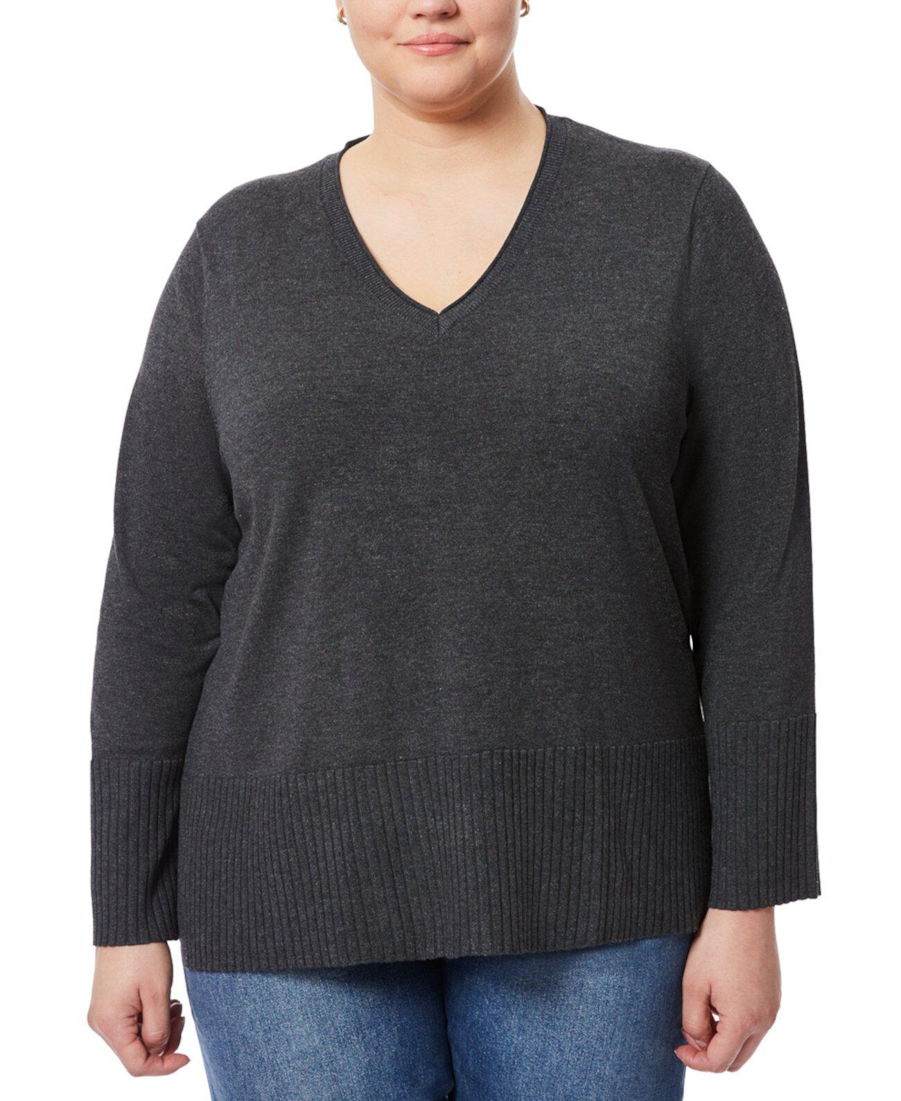 Женский Пуловер MELISSA PAIGE Plus Size Solid V-Neck High-Cuff