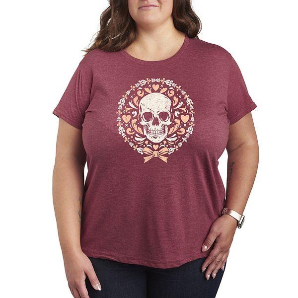 Женская Футболка Unbranded Plus Size Coquette Skull Graphic Tee