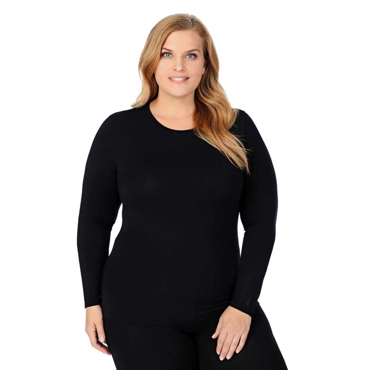 Женская Футболка Cuddl Duds Plus Size Softwear Stretch Long Sleeve Crewneck