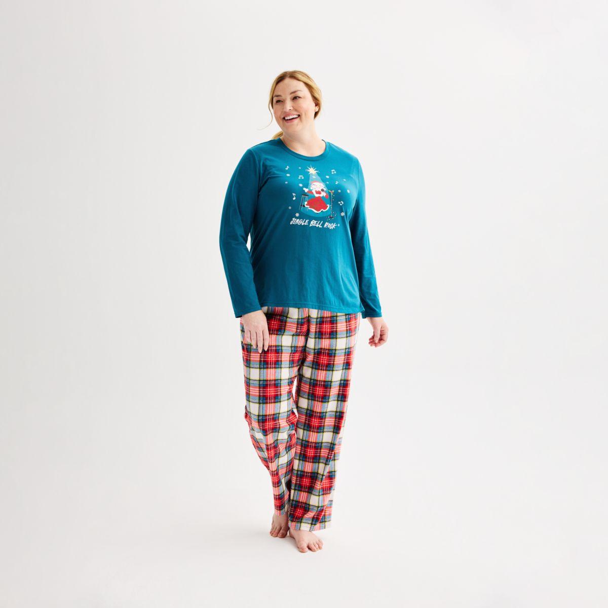 Пижама для беременных Jammies For Your Families® с узором Jingle Bell Rock и флисовыми штанами