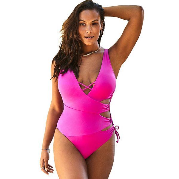 Плюс-в-size купальник с вырезами и глубоким декольте от Swimsuits For All