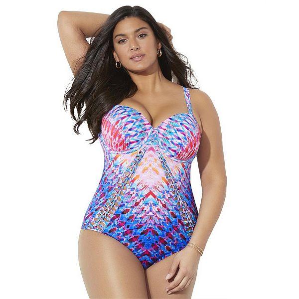 Купальник Swimsuits For All для женщин plus size с макраме и утягивающей подкладкой