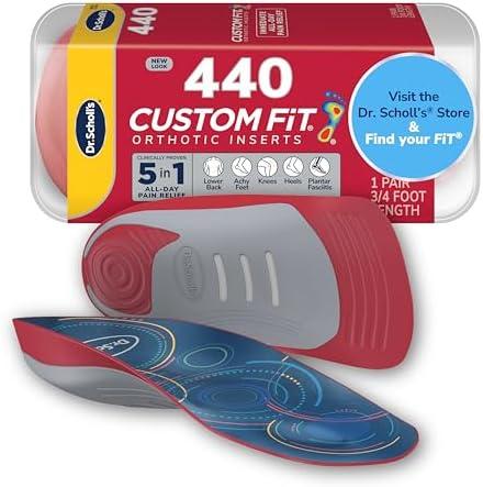 Универсальные Стельки Dr. Scholl's Custom Fit Orthotics 3/4 Длины CF 440, 5-в-1 Обезболивание на Весь День для Ног, Нижней Части Спины, Коленей, Пятки и Пясочной Фасции, Поддержка Арки для Обуви для Мужчин и Женщин, Подходит для FSA HSA