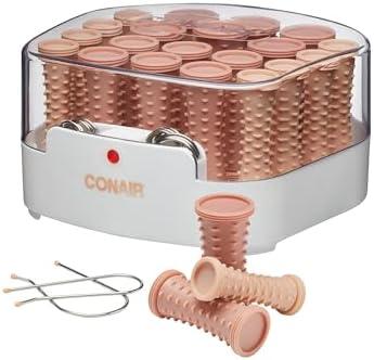 Conair Double Ceramic Hot Rollers for Long, Medium, and All Hair - Hair Curler - Hair Roller Clips Included - 1/2 inch, 3/4 inch, and 1 inch Rollers